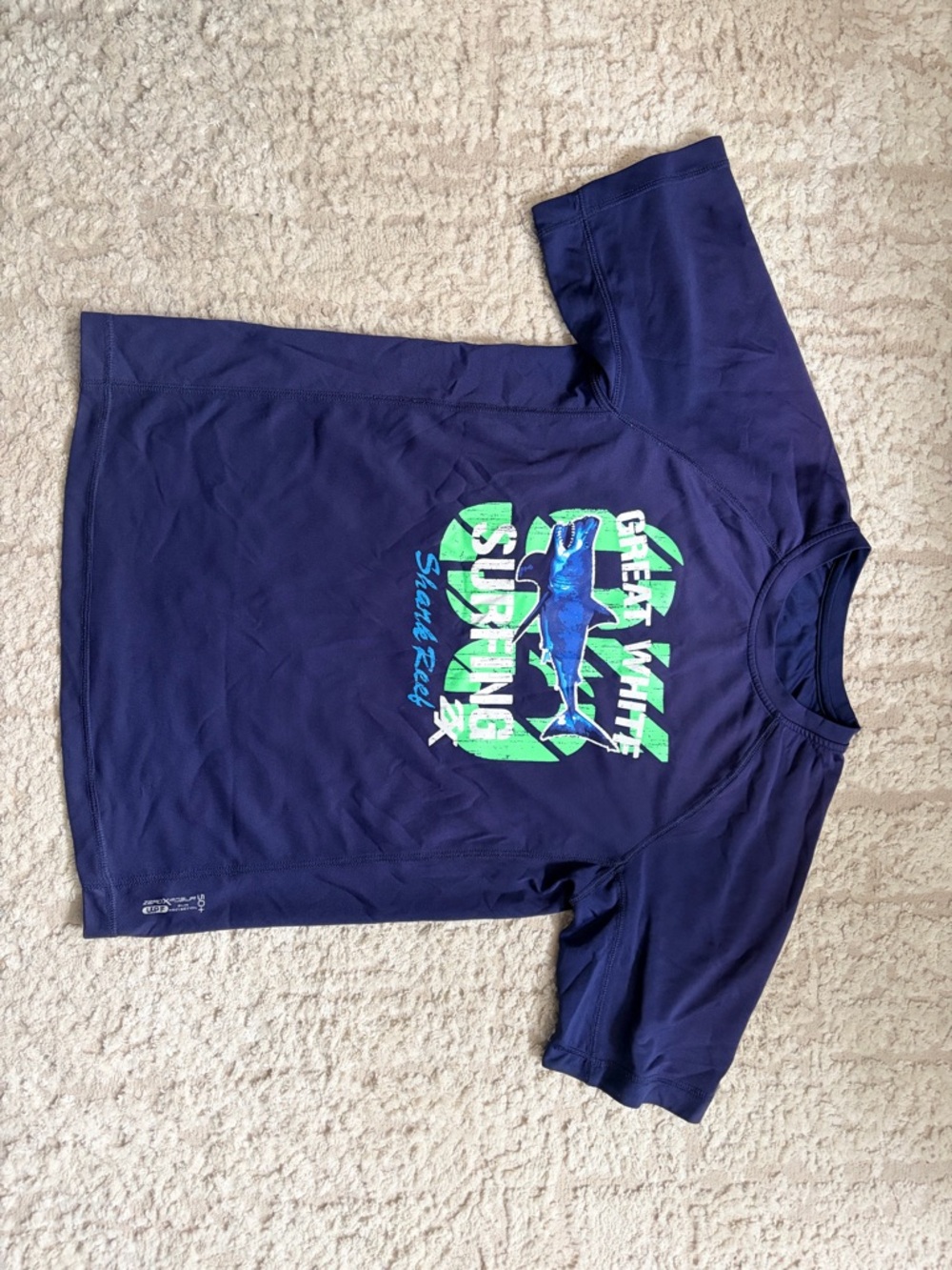 ZeroXposur Navy Rash Guard with Blue & Green Shark Swim Shorts 18-20 - Picture 2 of 11